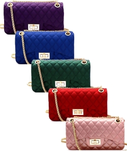 Package of 6 Pieces Quilted Matte Jelly 2 Way Shoulder Bag JP068